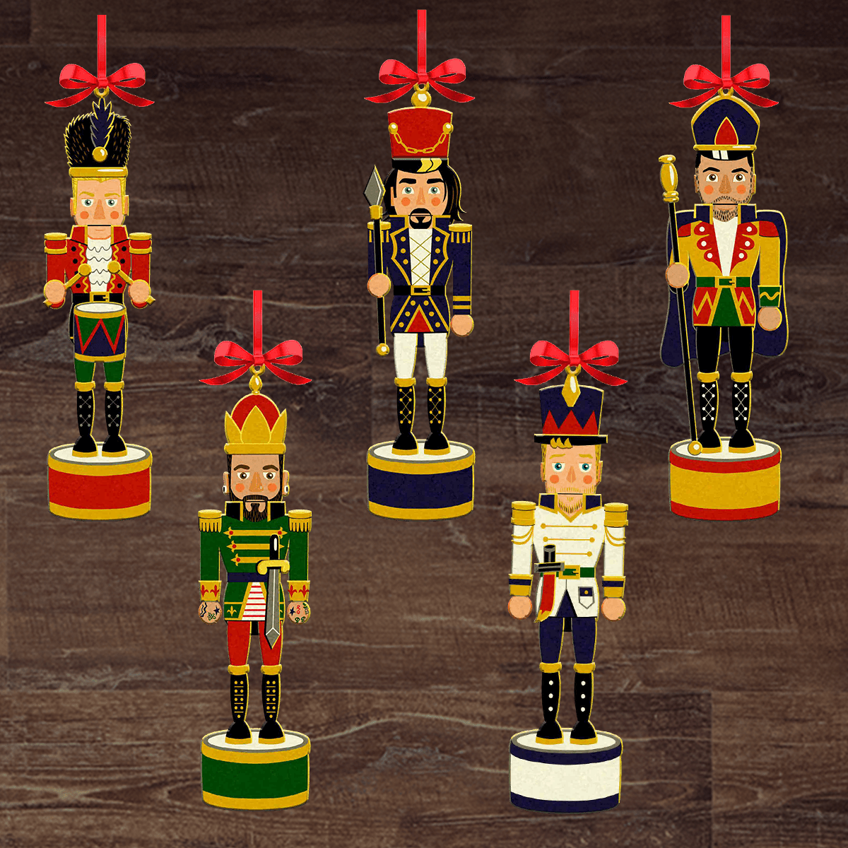 All 5 Guys Felt Ornament Set